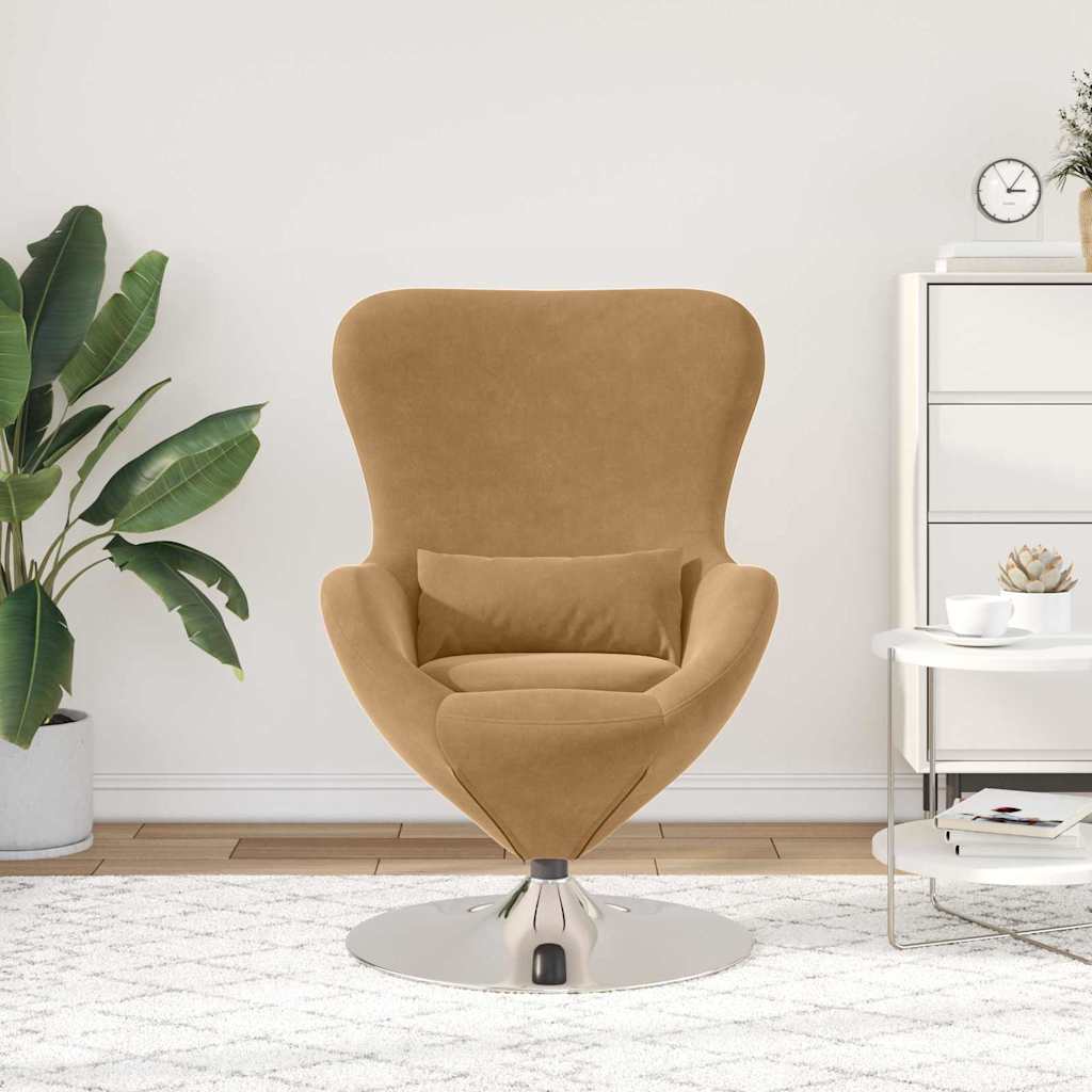 Fauteuil œuf Marron clair 63 x 73 x 90 cm Velours - XIOS