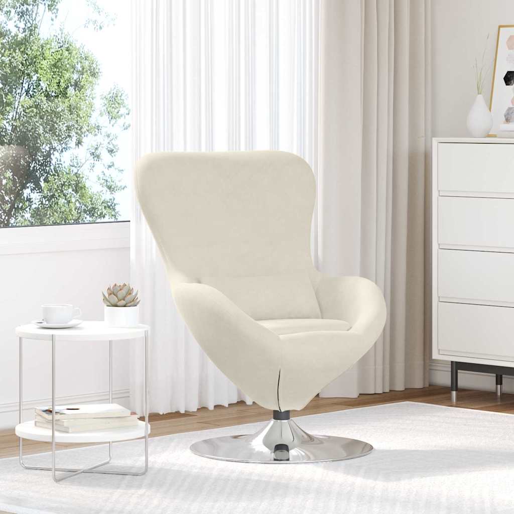 Fauteuil œuf Crème 63 x 73 x 90 cm Velours - XIOS
