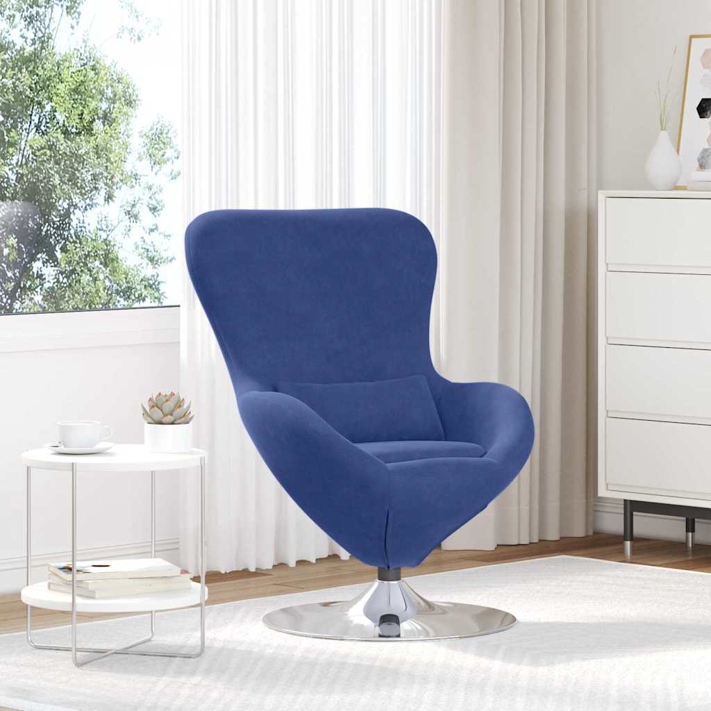 Fauteuil œuf Bleu police 63 x 73 x 90 cm Velours - XIOS