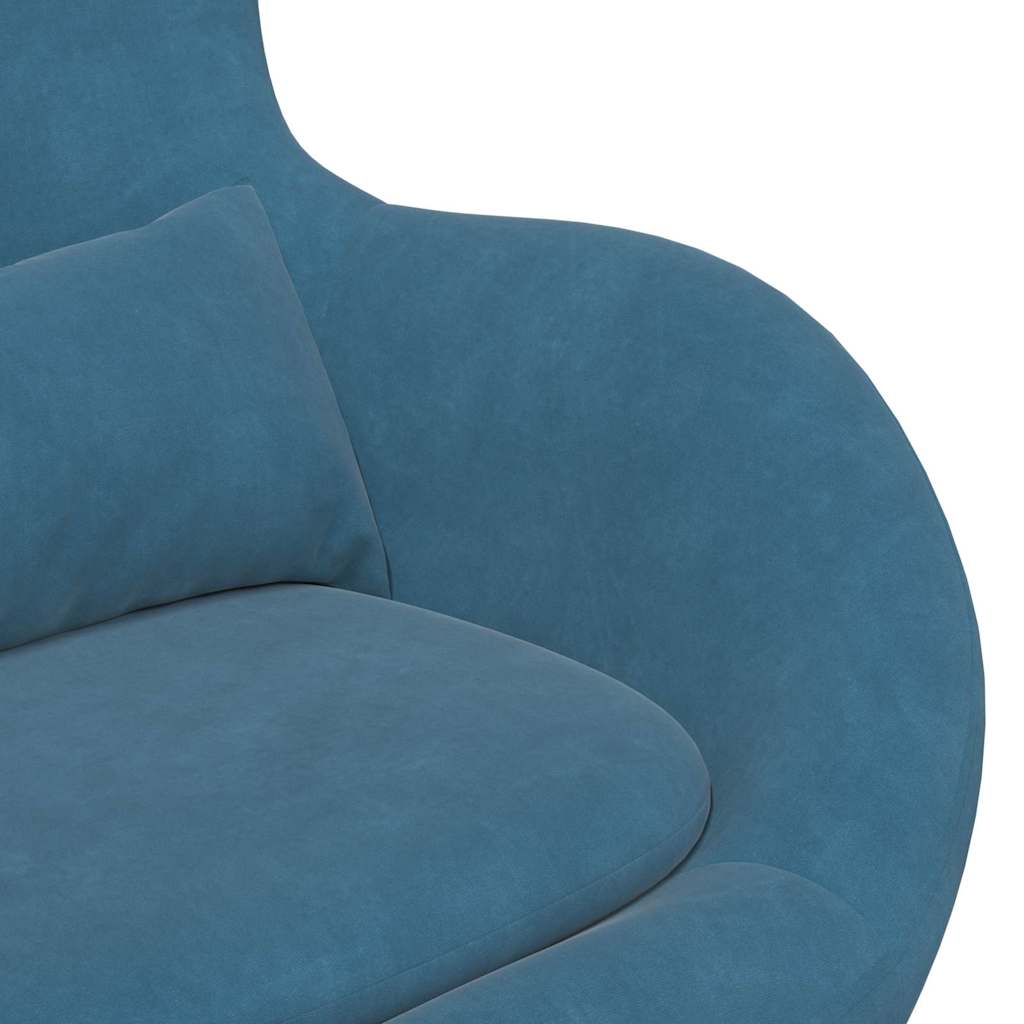 Chaise Œuf avec Pouf with Footstool Bleu Velours - XIOS