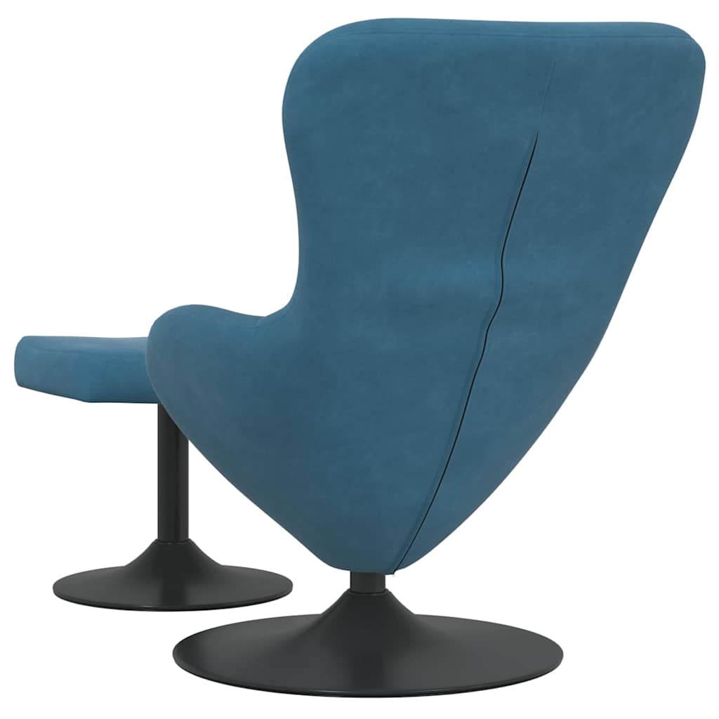 Chaise Œuf avec Pouf with Footstool Bleu Velours - XIOS