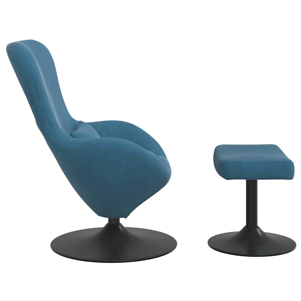 Chaise Œuf avec Pouf with Footstool Bleu Velours - XIOS