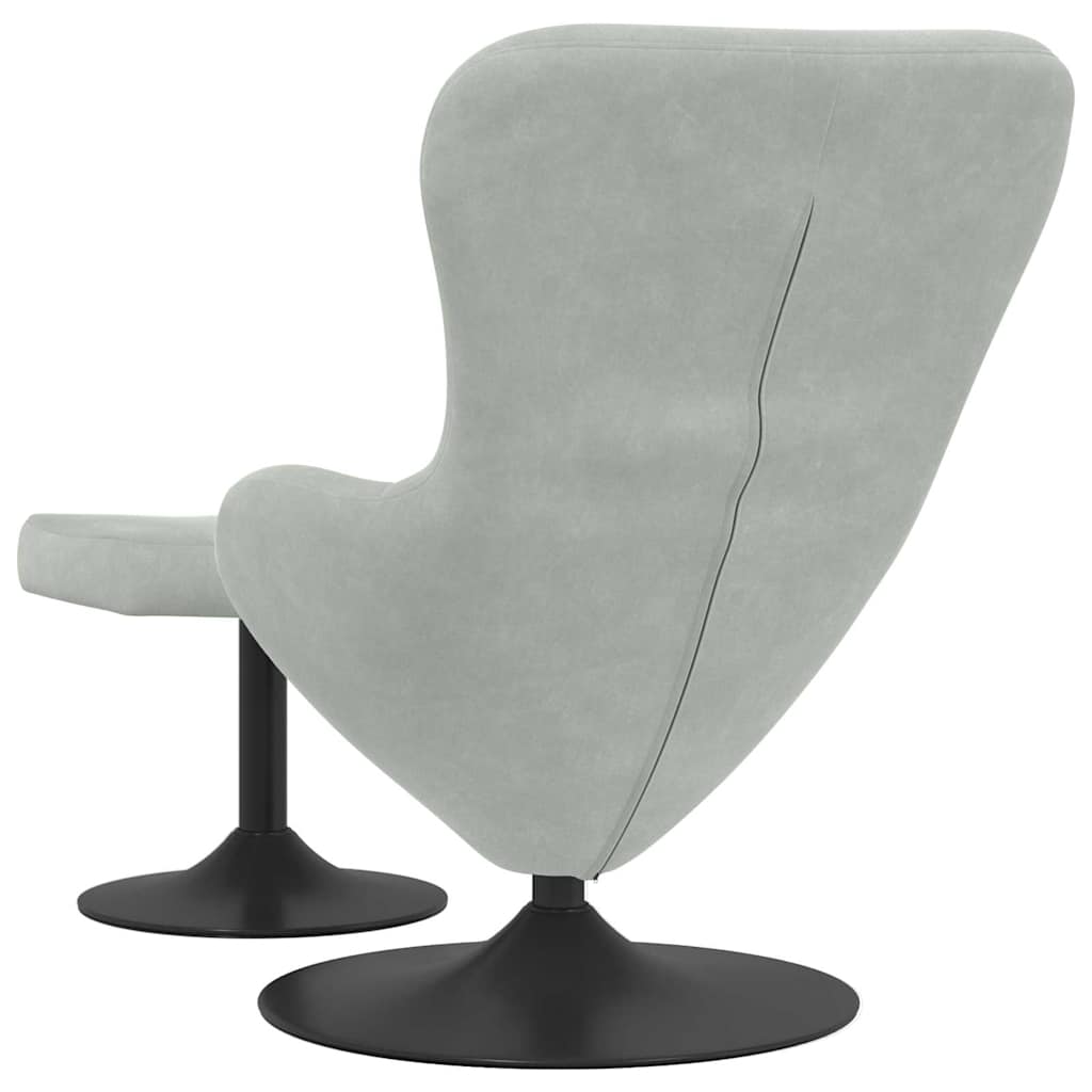 Chaise Œuf avec Pouf Gris clair Velours
