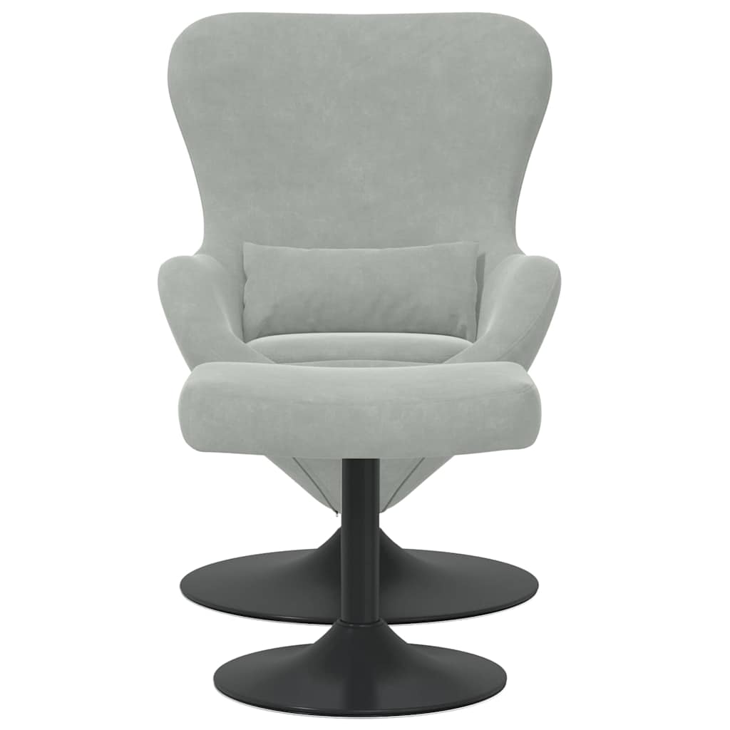 Chaise Œuf avec Pouf Gris clair Velours