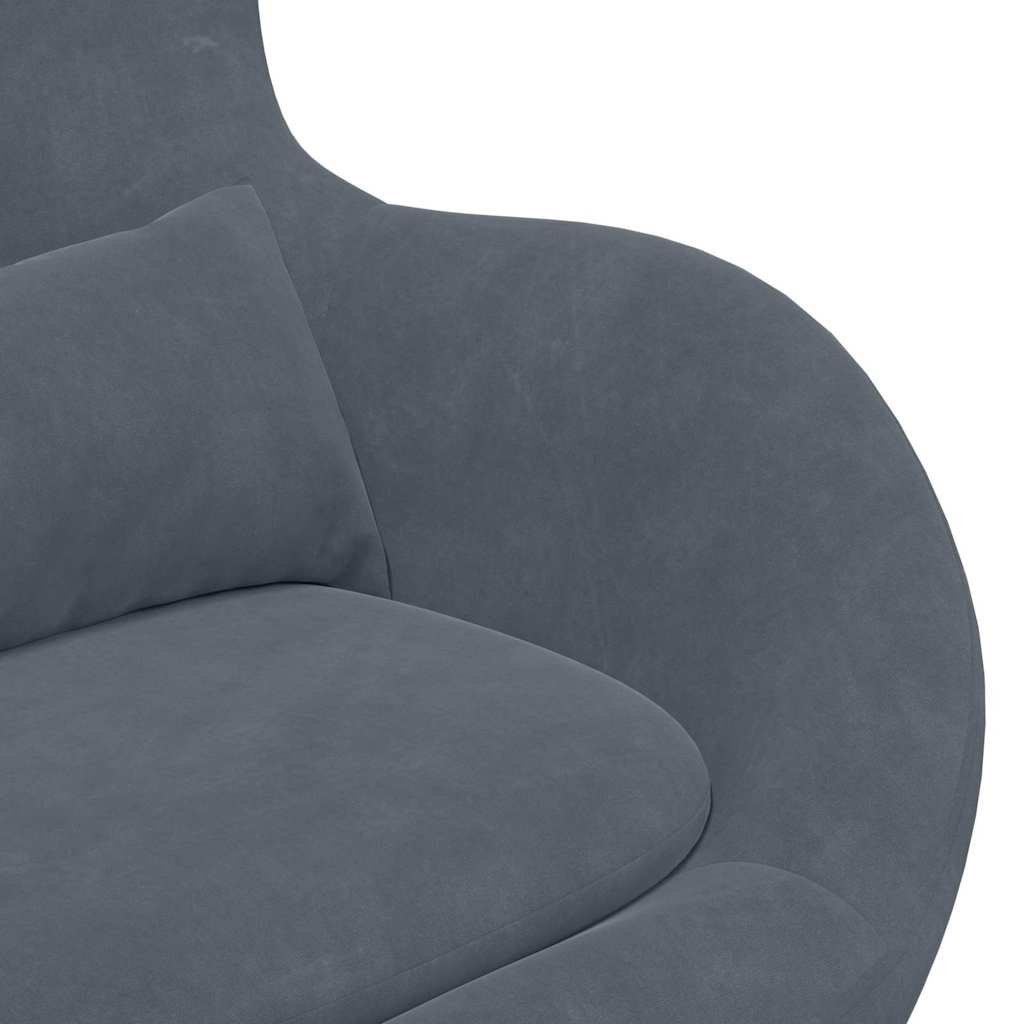 Chaise Œuf avec Pouf Gris foncé Velours - XIOS