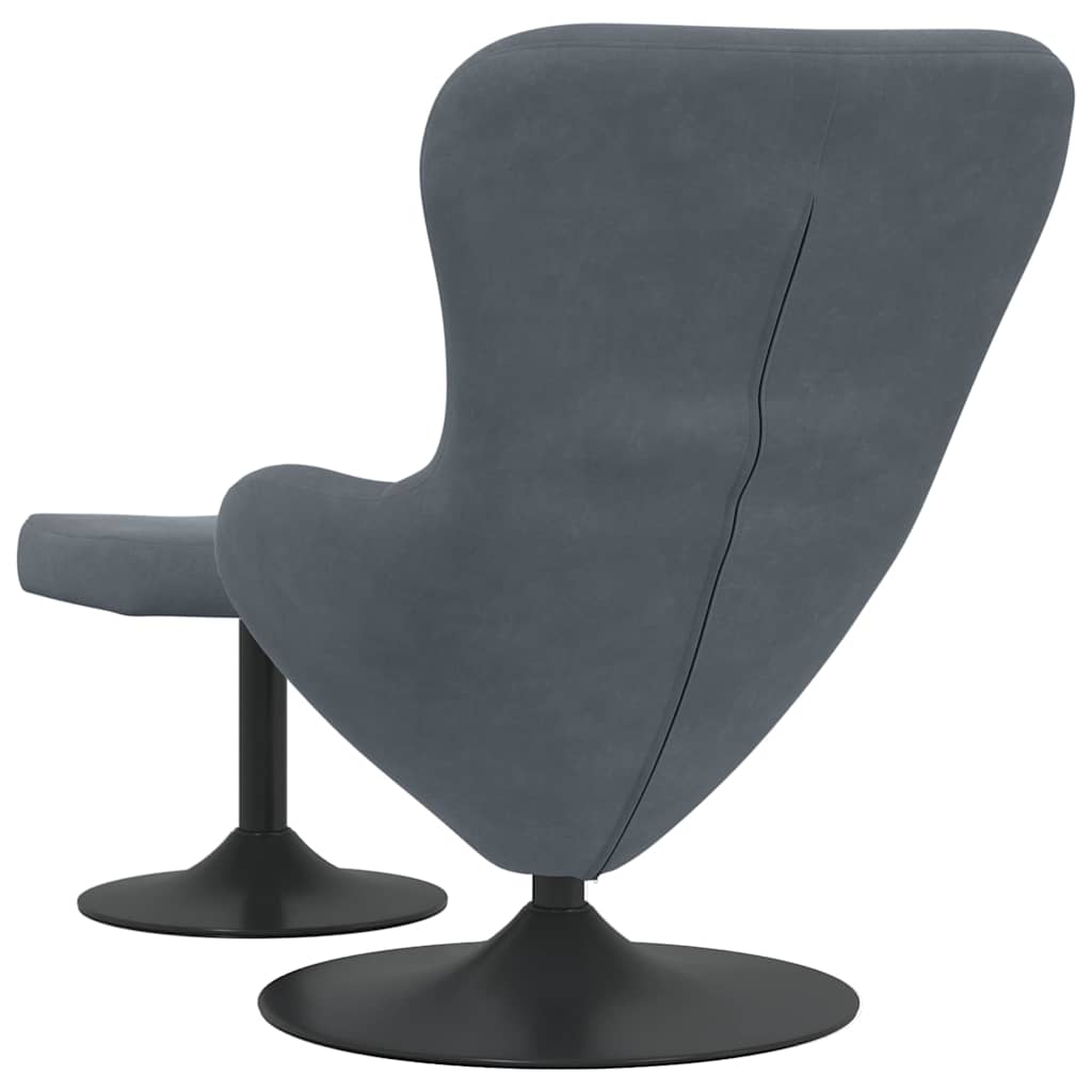 Chaise Œuf avec Pouf Gris foncé Velours - XIOS