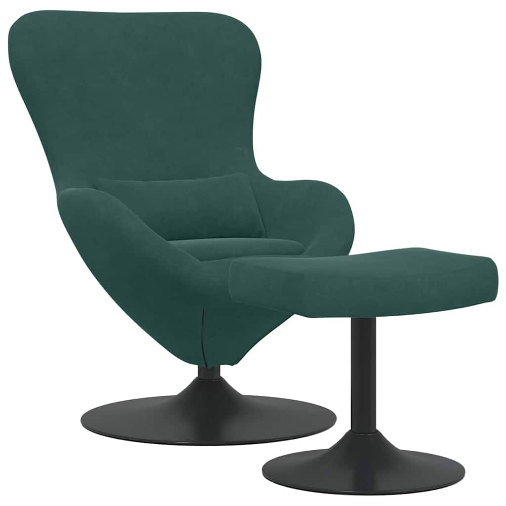 Chaise Œuf avec Pouf Vert foncé Velours - XIOS