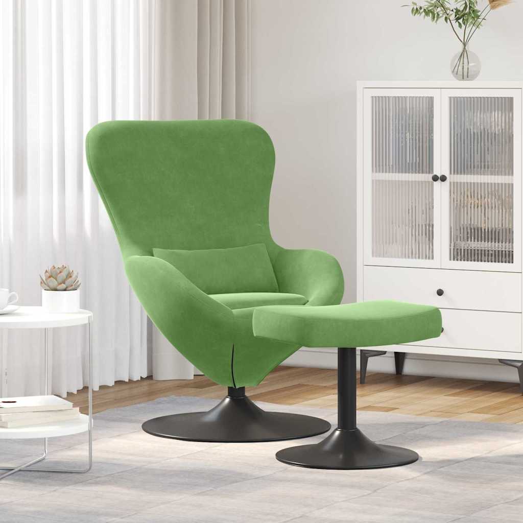 Chaise Œuf avec Pouf Vert clair Velours - XIOS