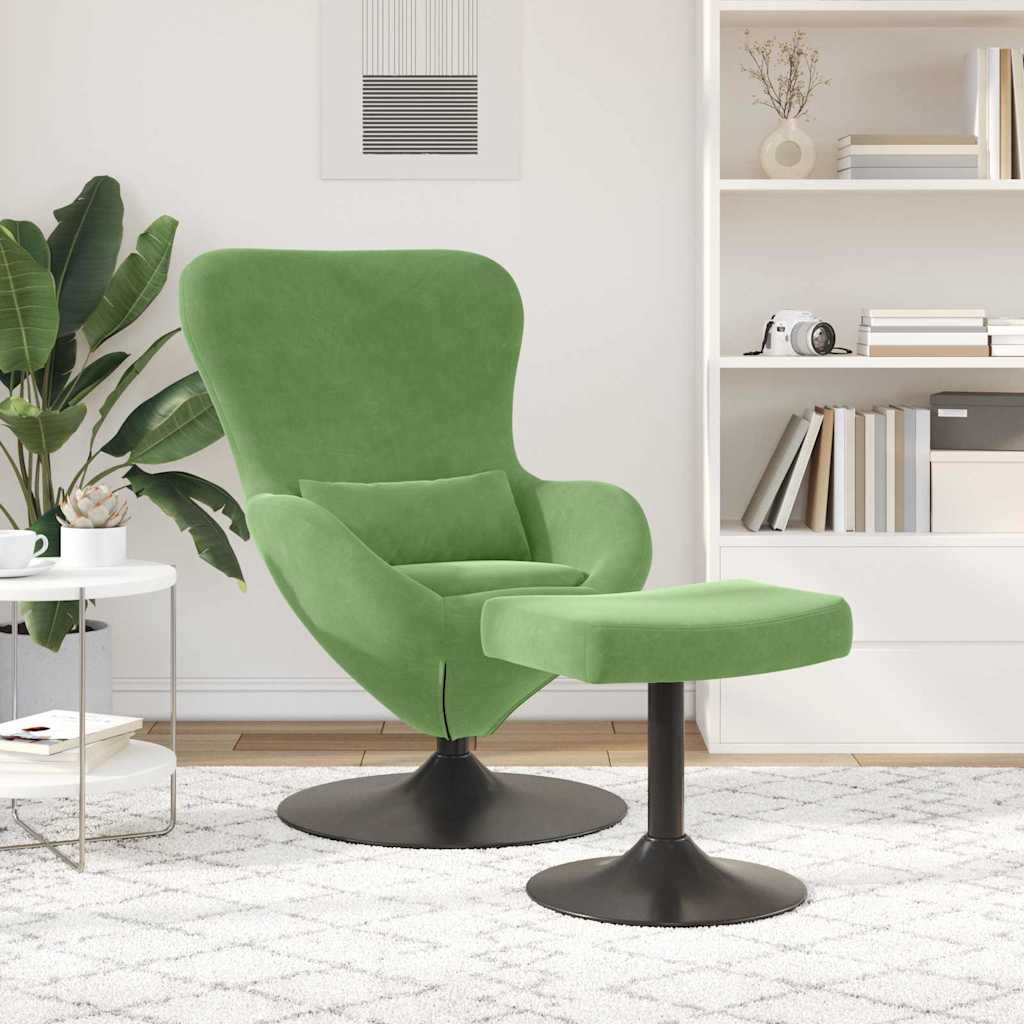 Chaise Œuf avec Pouf Vert clair Velours - XIOS