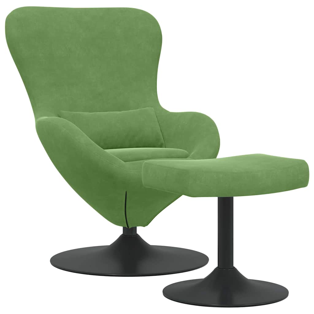 Chaise Œuf avec Pouf Vert clair Velours - XIOS