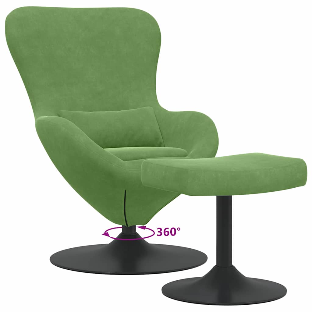 Chaise Œuf avec Pouf Vert clair Velours - XIOS