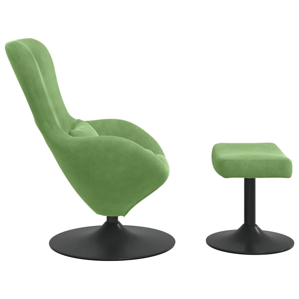 Chaise Œuf avec Pouf Vert clair Velours - XIOS