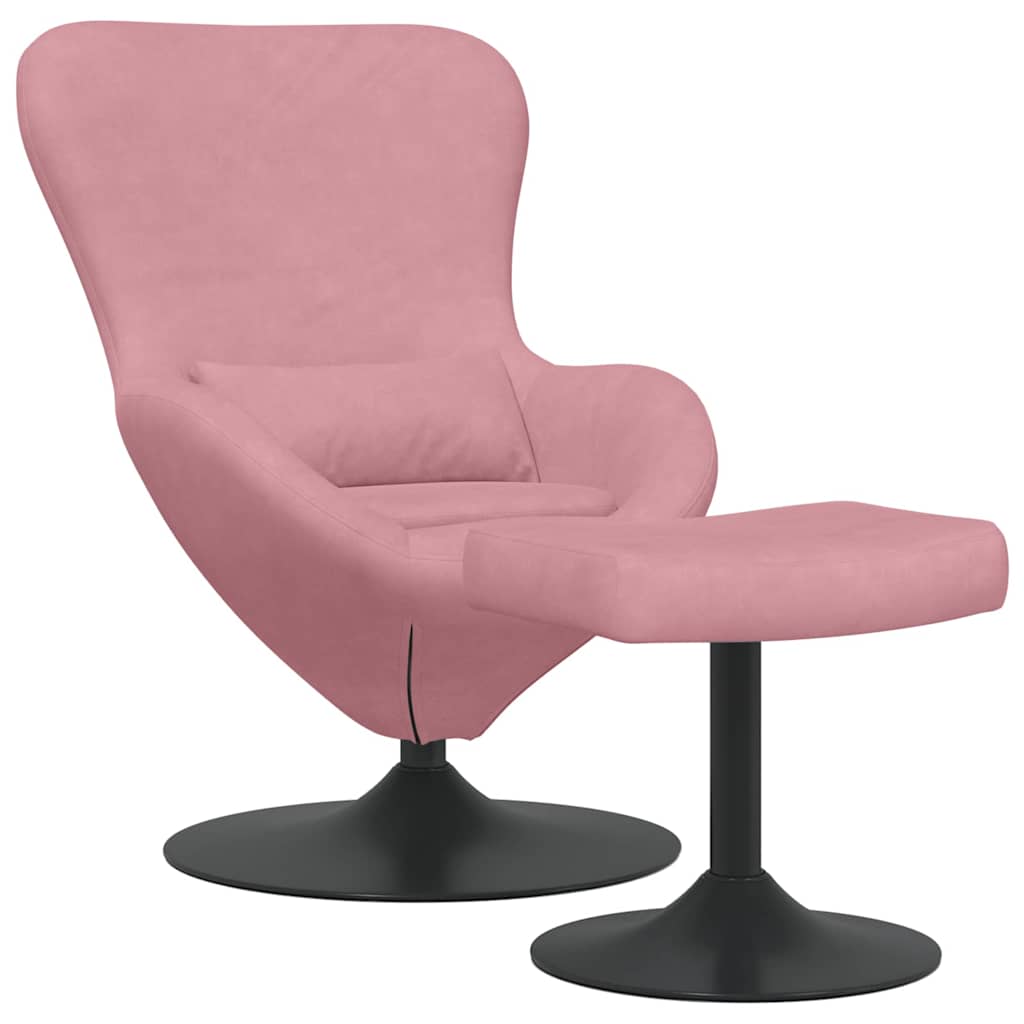 Chaise Œuf avec Pouf Rose 63 x 73 x 90 cm Velours - XIOS
