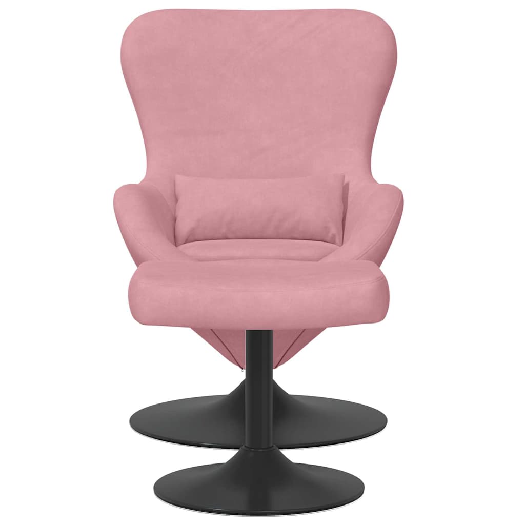 Chaise Œuf avec Pouf Rose Velours