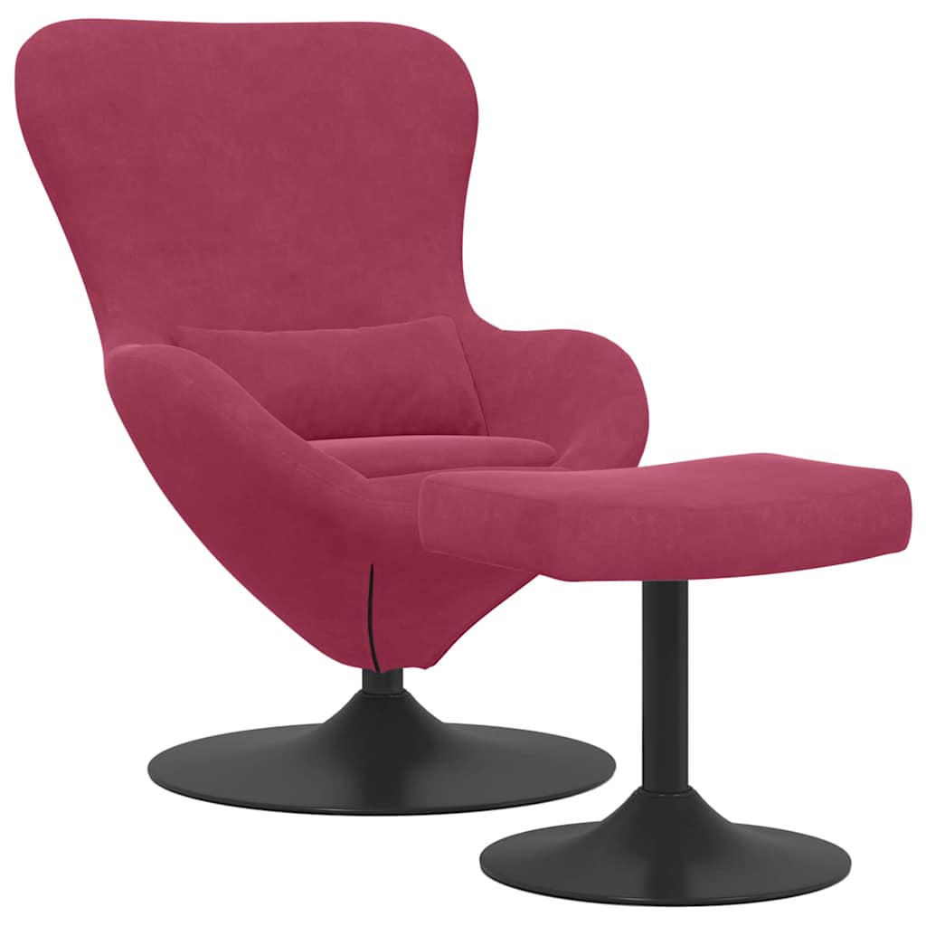 Chaise Œuf avec Pouf Bordeaux Velours - XIOS
