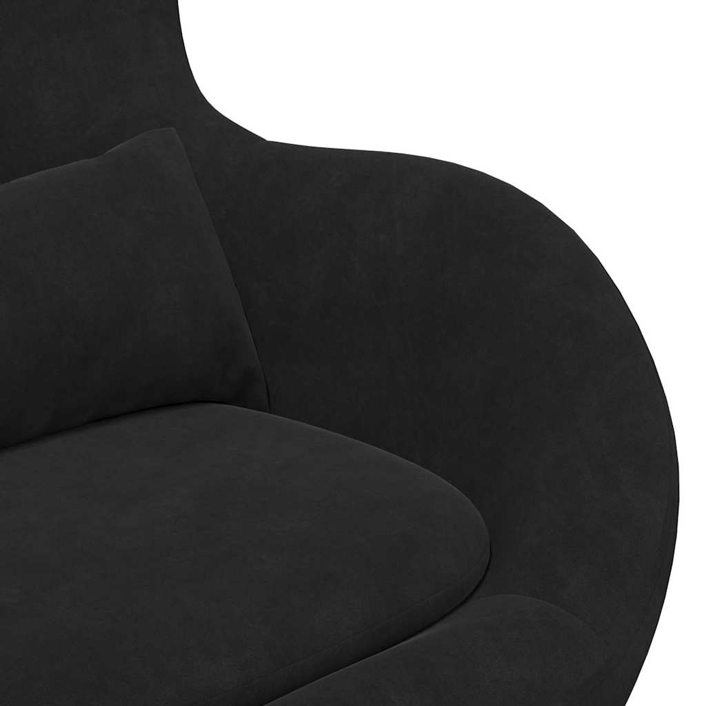 Chaise Œuf avec Pouf Noir Velours - XIOS
