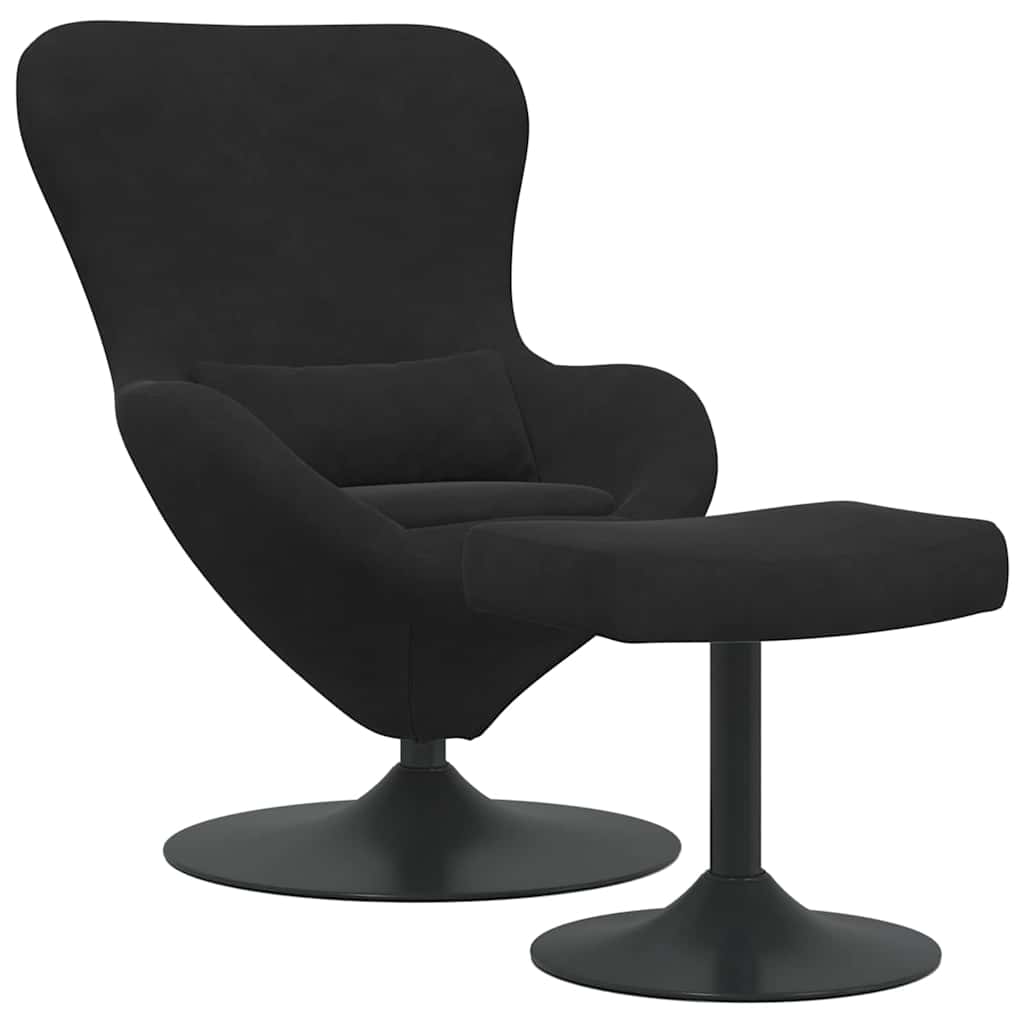 Chaise Œuf avec Pouf Noir 63 x 73 x 90 cm Velours - XIOS