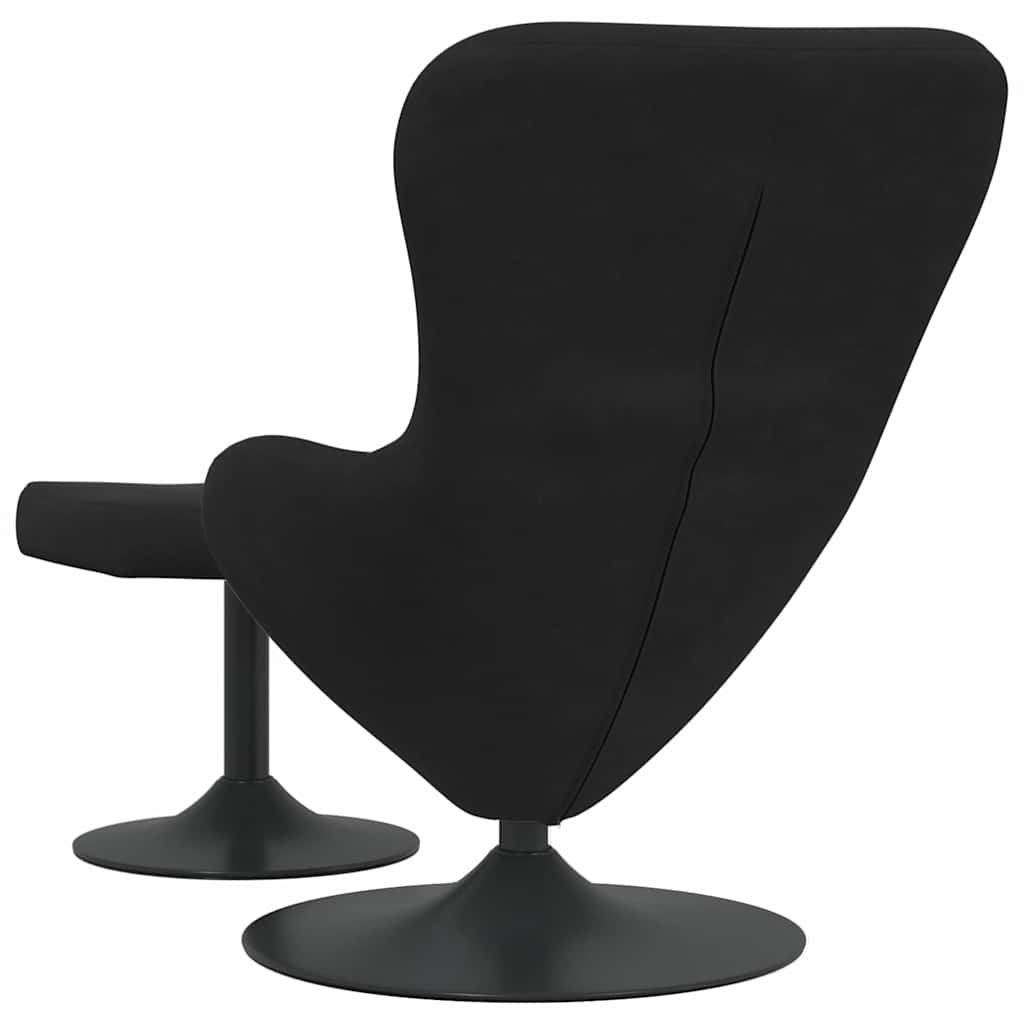 Chaise Œuf avec Pouf Noir 63 x 73 x 90 cm Velours - XIOS