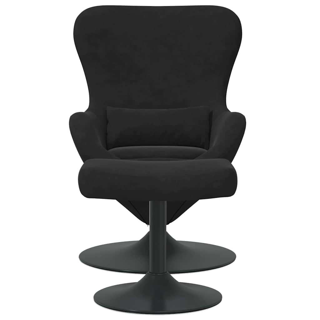 Chaise Œuf avec Pouf Noir Velours - XIOS