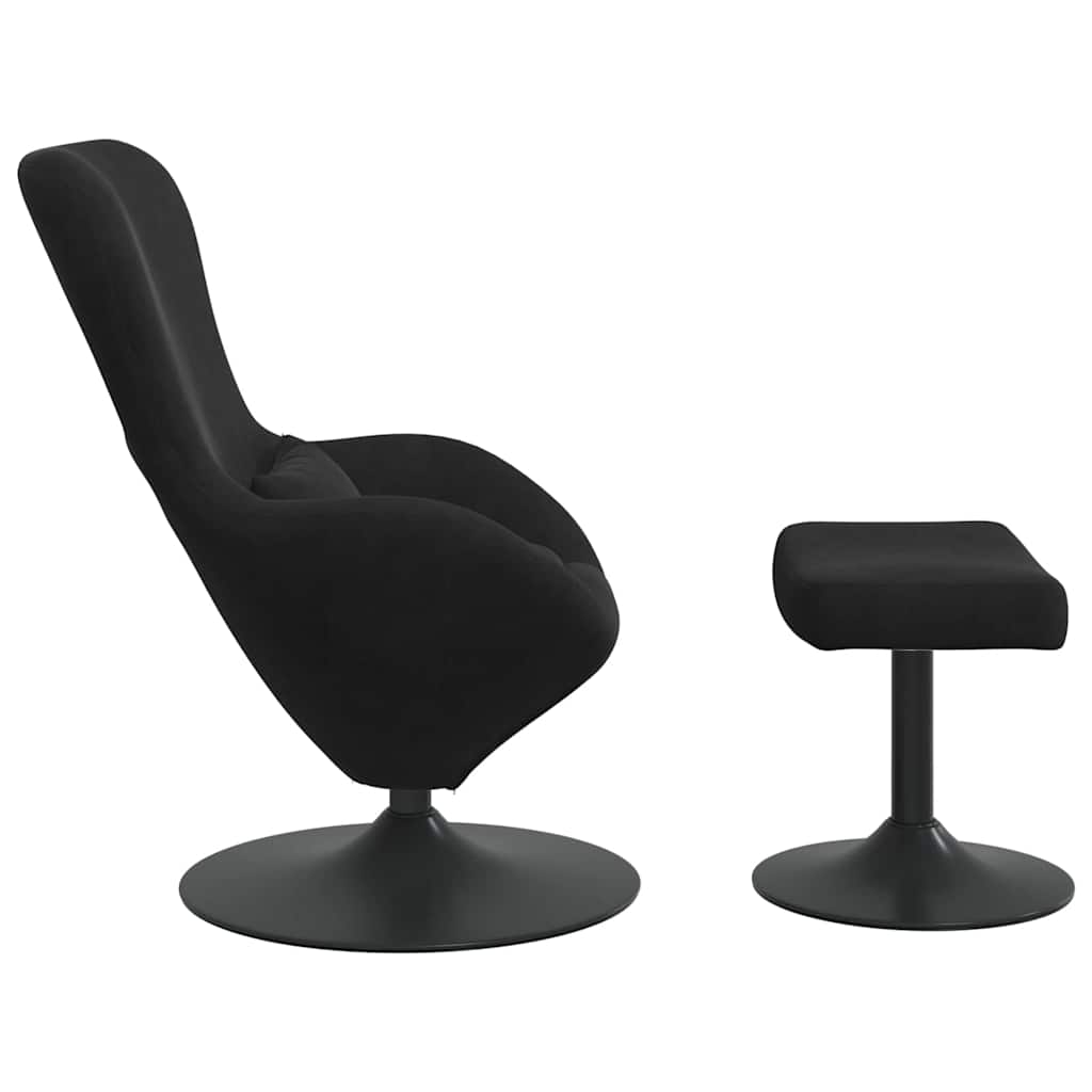 Chaise Œuf avec Pouf Noir Velours - XIOS