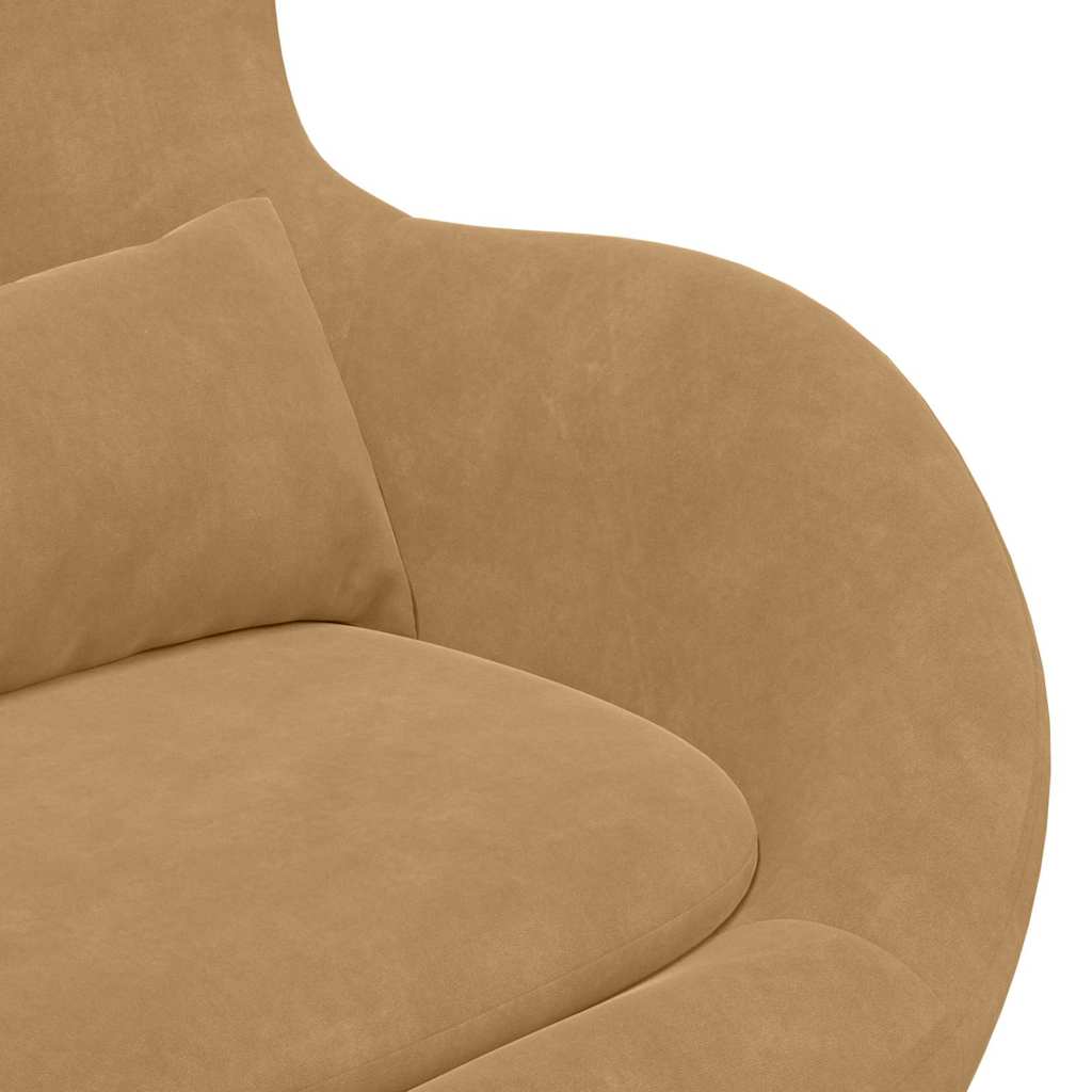 Chaise Œuf avec Pouf Marron Velours - XIOS