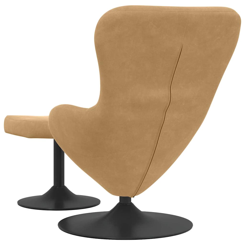 Chaise Œuf avec Pouf Marron Velours - XIOS