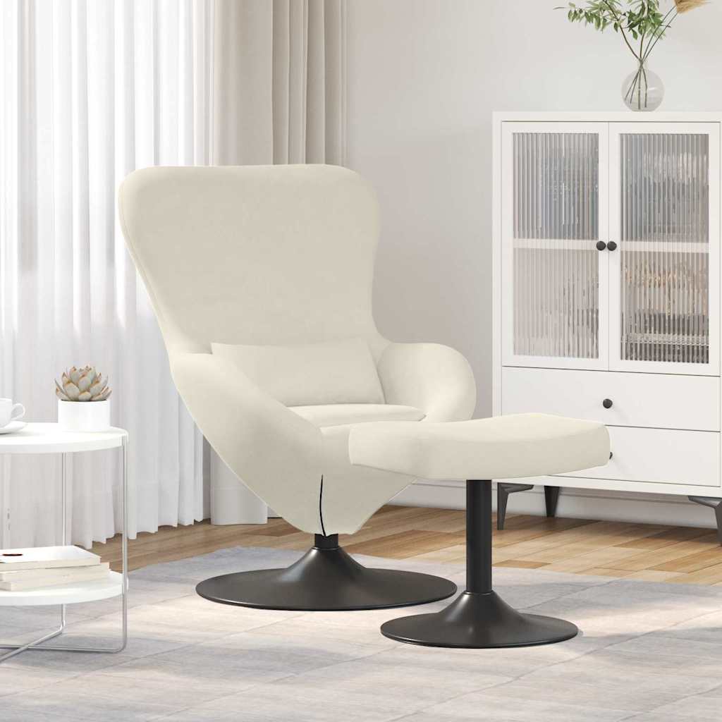 Chaise Œuf avec Pouf Crème 63 x 73 x 90 cm Velours - XIOS