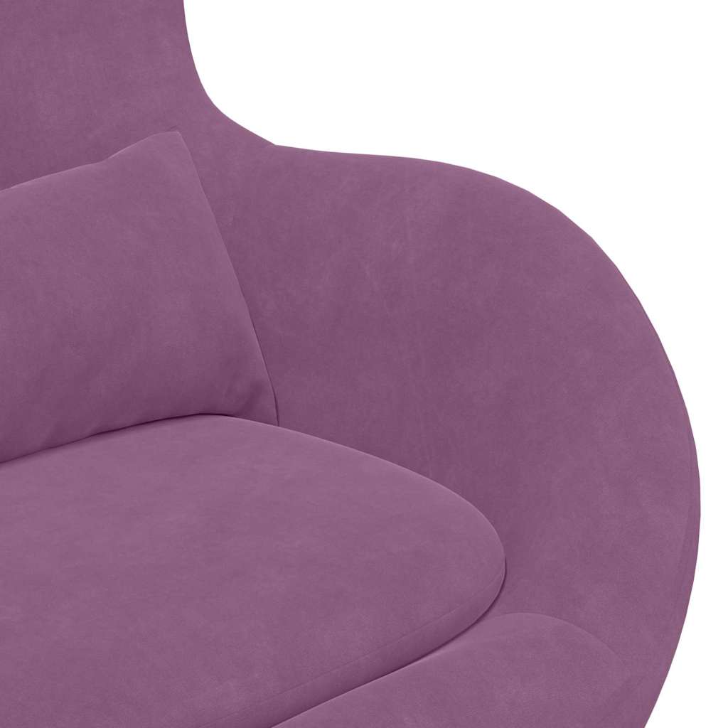 Chaise Œuf avec Pouf Violet Velours - XIOS