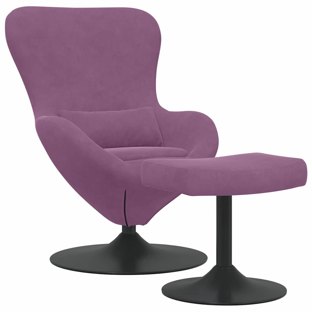 Chaise Œuf avec Pouf Violet Velours - XIOS