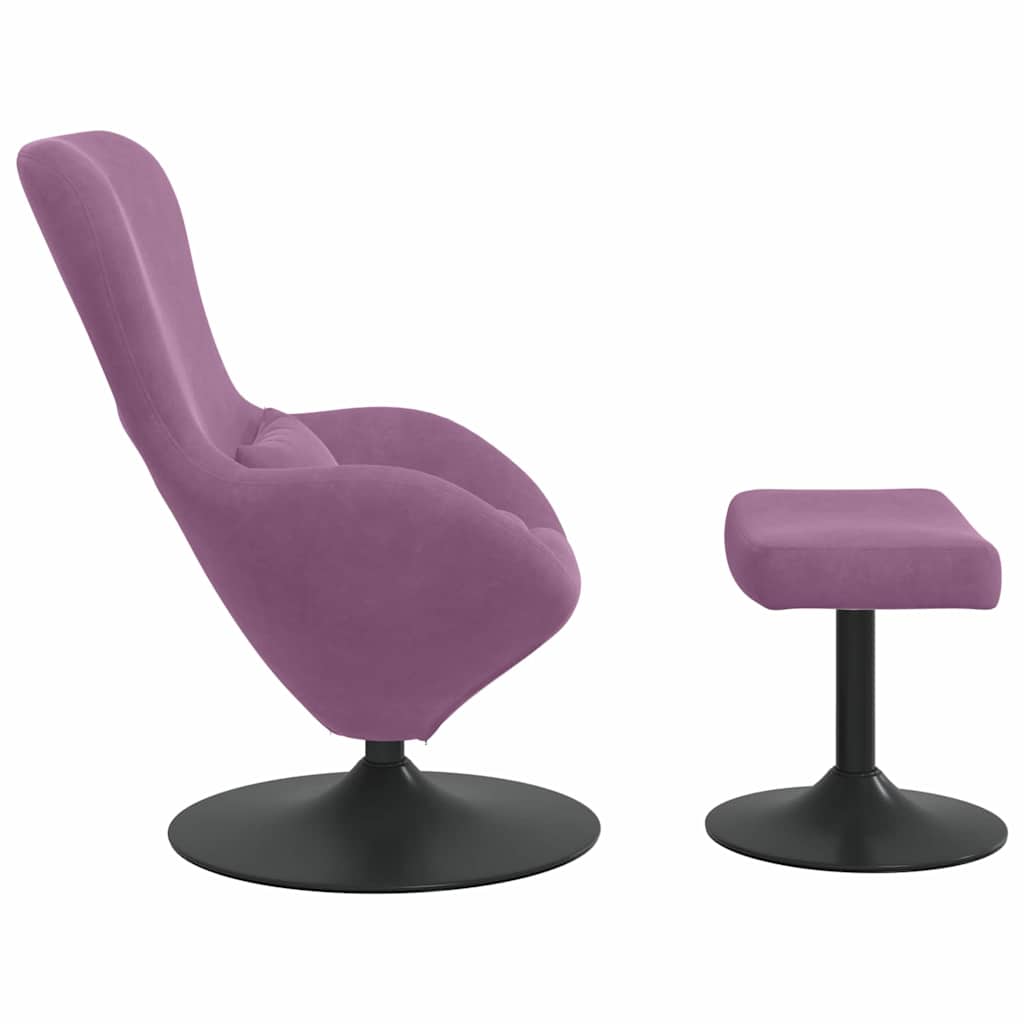 Chaise Œuf avec Pouf Violet Velours - XIOS