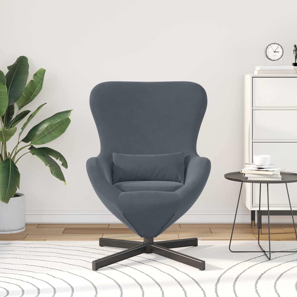Fauteuil œuf Gris foncé 63 x 73 x 90 cm Velours - XIOS