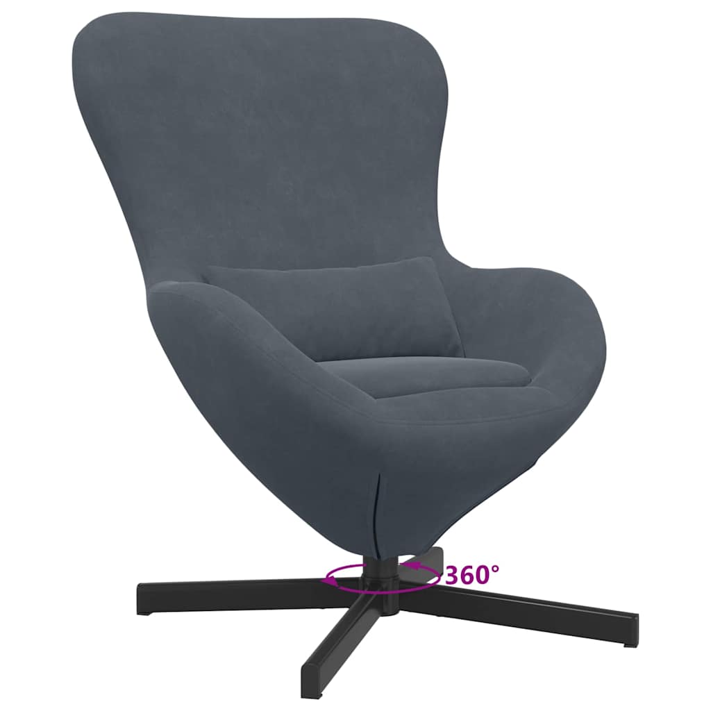 Fauteuil œuf Gris foncé 63 x 73 x 90 cm Velours - XIOS