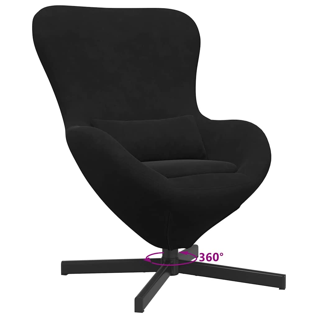 Fauteuil œuf Noir 63 x 73 x 90 cm Velours - XIOS