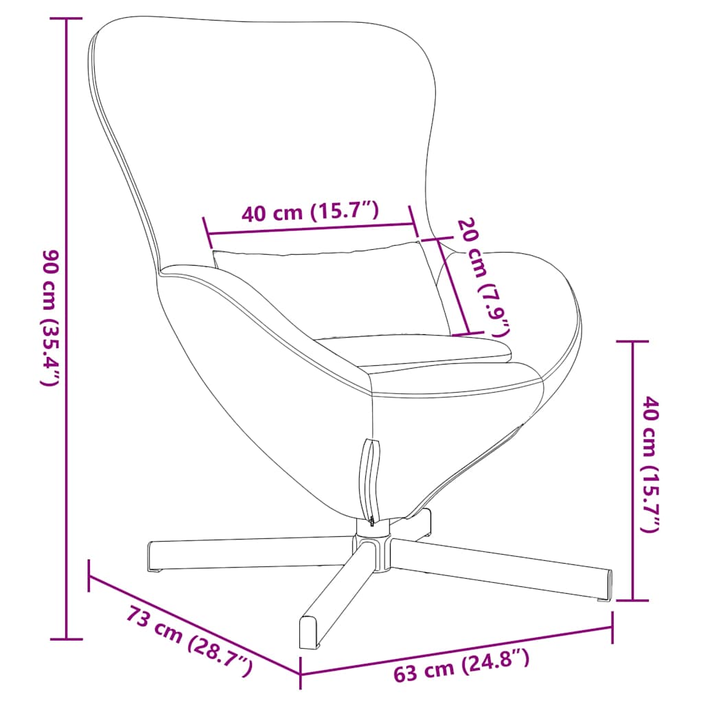 Fauteuil œuf Crème 63 x 73 x 90 cm Velours - XIOS