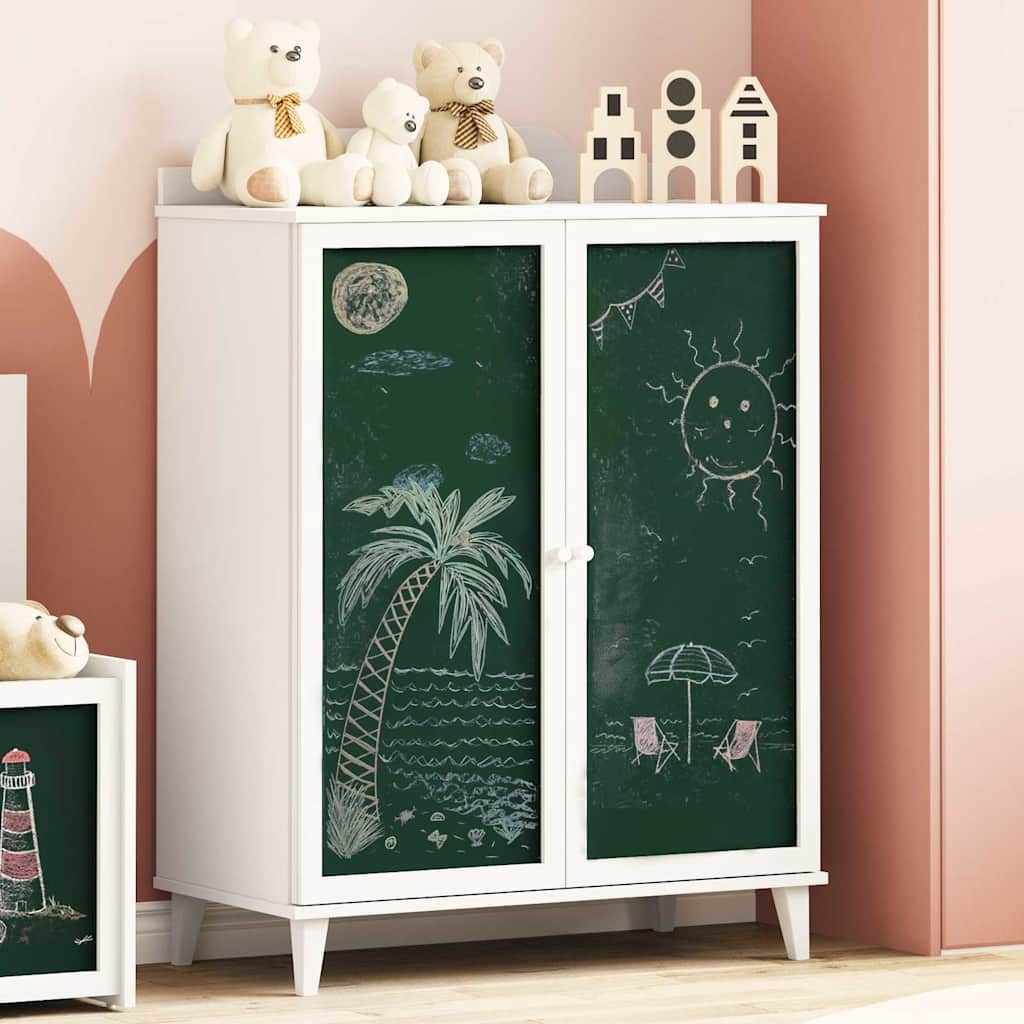 Cabinet avec deux portes et façade en tableau noir ROROS Blanc - XIOS