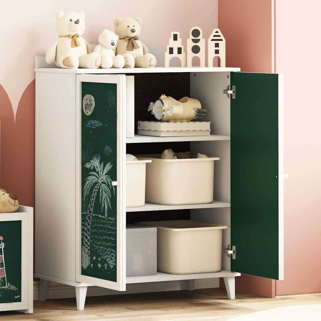Cabinet avec deux portes et façade en tableau noir ROROS Blanc - XIOS