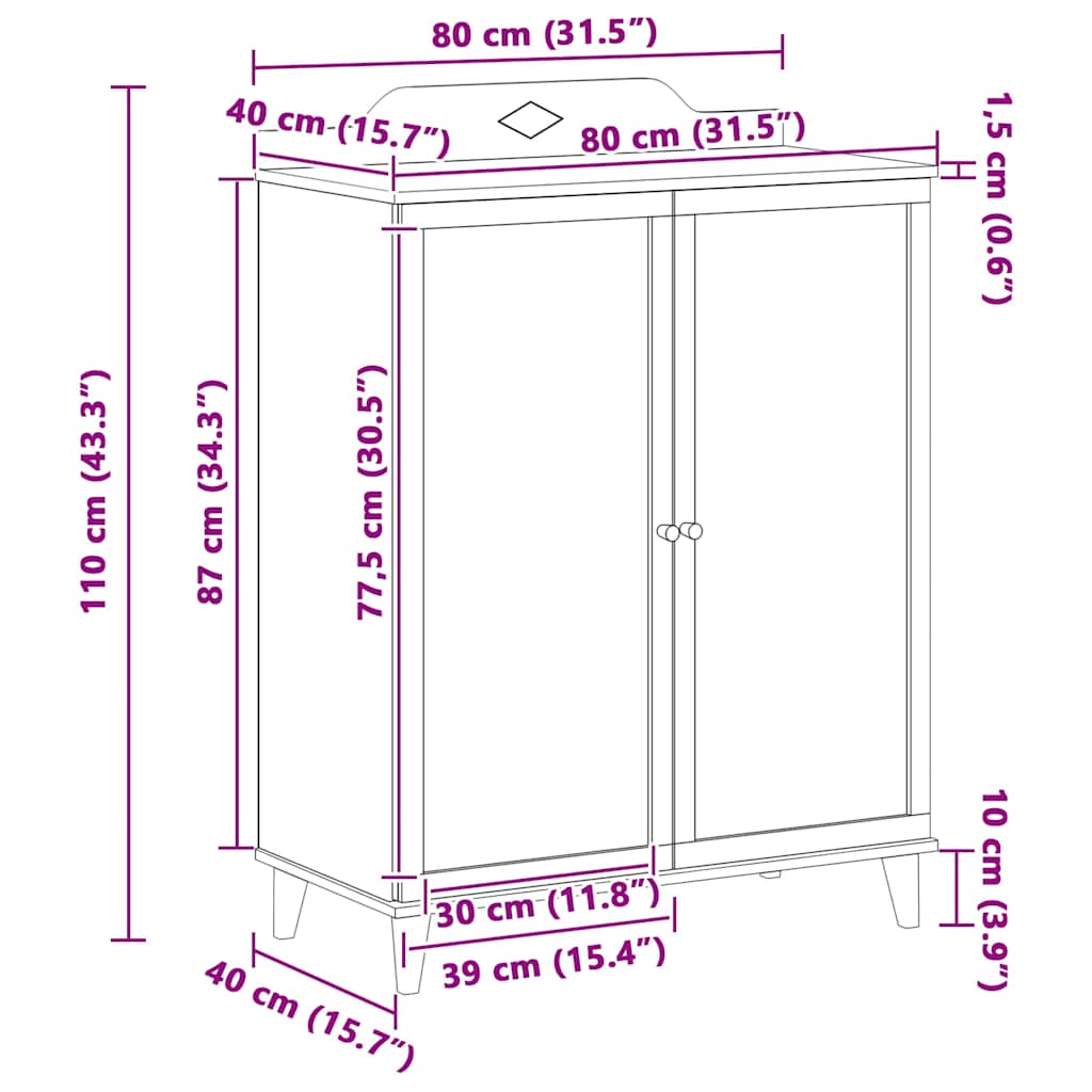 Cabinet avec deux portes et façade en tableau noir ROROS Blanc - XIOS