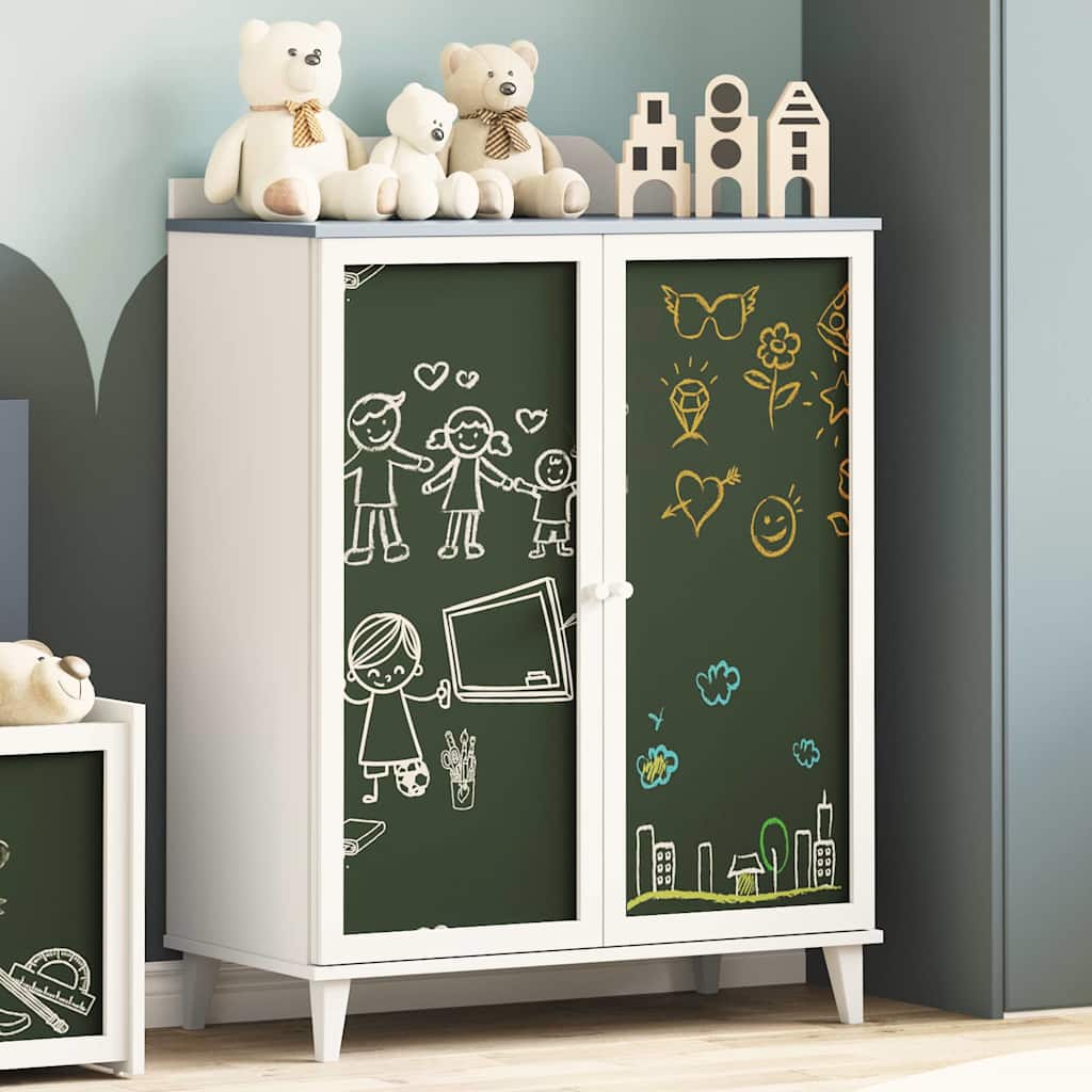 Armoire tableau noir avec porte Gris et blanc Bois d'ingénierie - XIOS