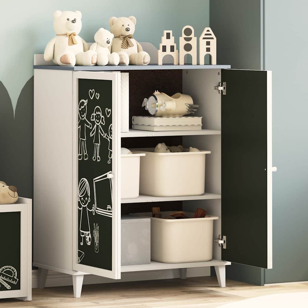Armoire tableau noir avec porte Gris et blanc Bois d'ingénierie - XIOS