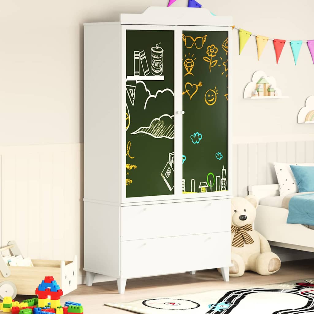 Armoire Tableau Noir avec tiroir ROROS Blanc 90 x 45 x 180 cm - XIOS