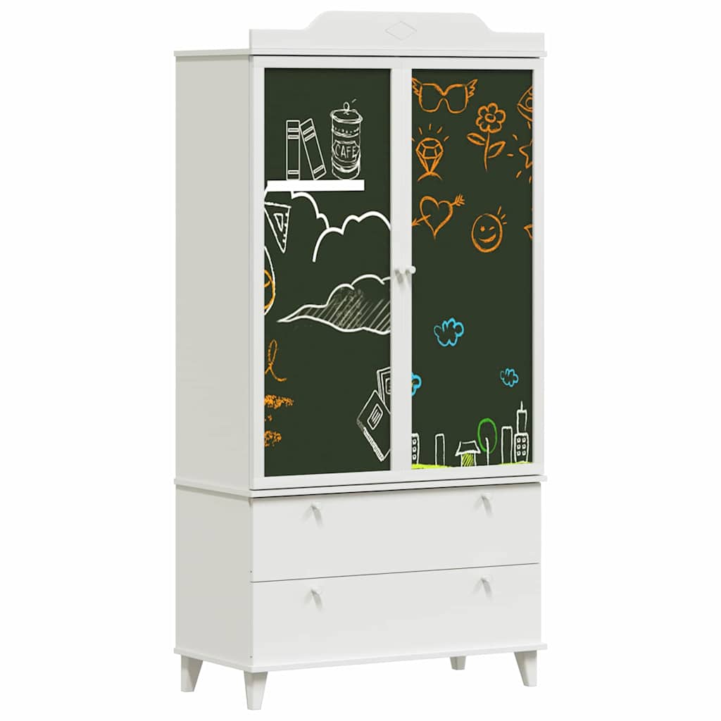 Armoire Tableau Noir avec tiroir ROROS Blanc 90 x 45 x 180 cm - XIOS