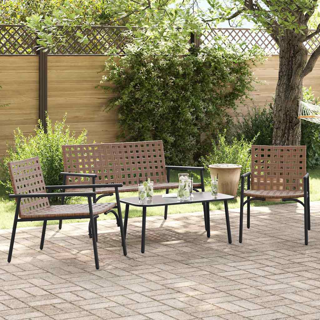 Ensemble de salle à manger pour jardin 4 pcs Marron polyrotin - XIOS