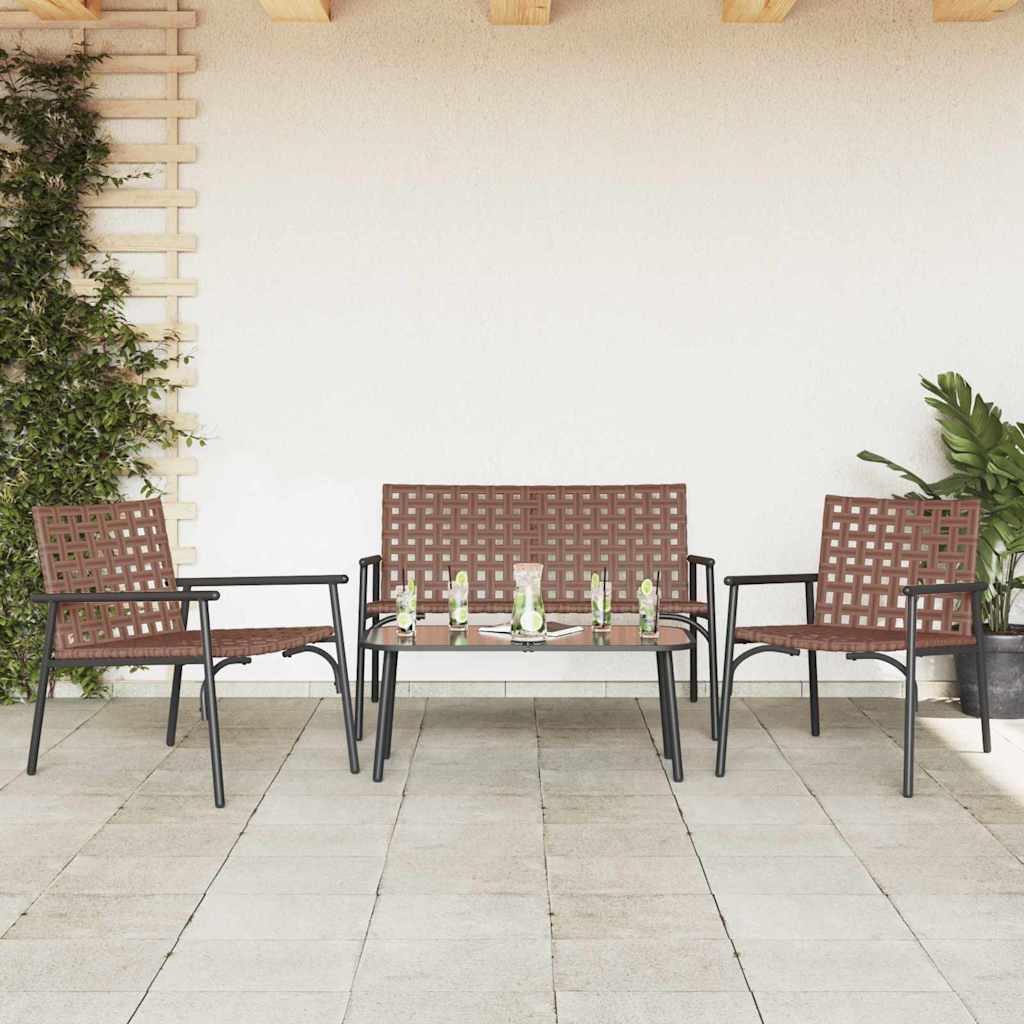Ensemble de salle à manger pour jardin 4 pcs Marron polyrotin - XIOS