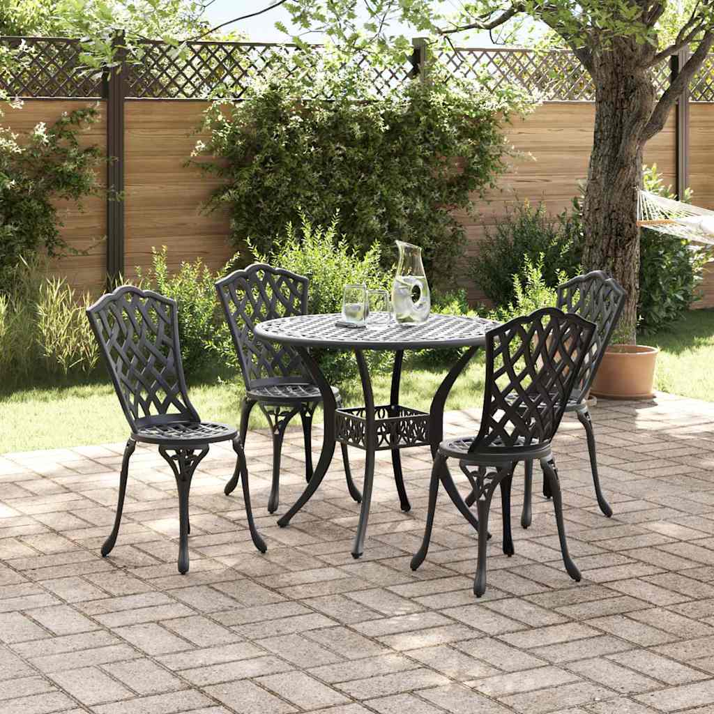 Ensemble de salle à manger pour jardin 5 pcs Noir Aluminium
