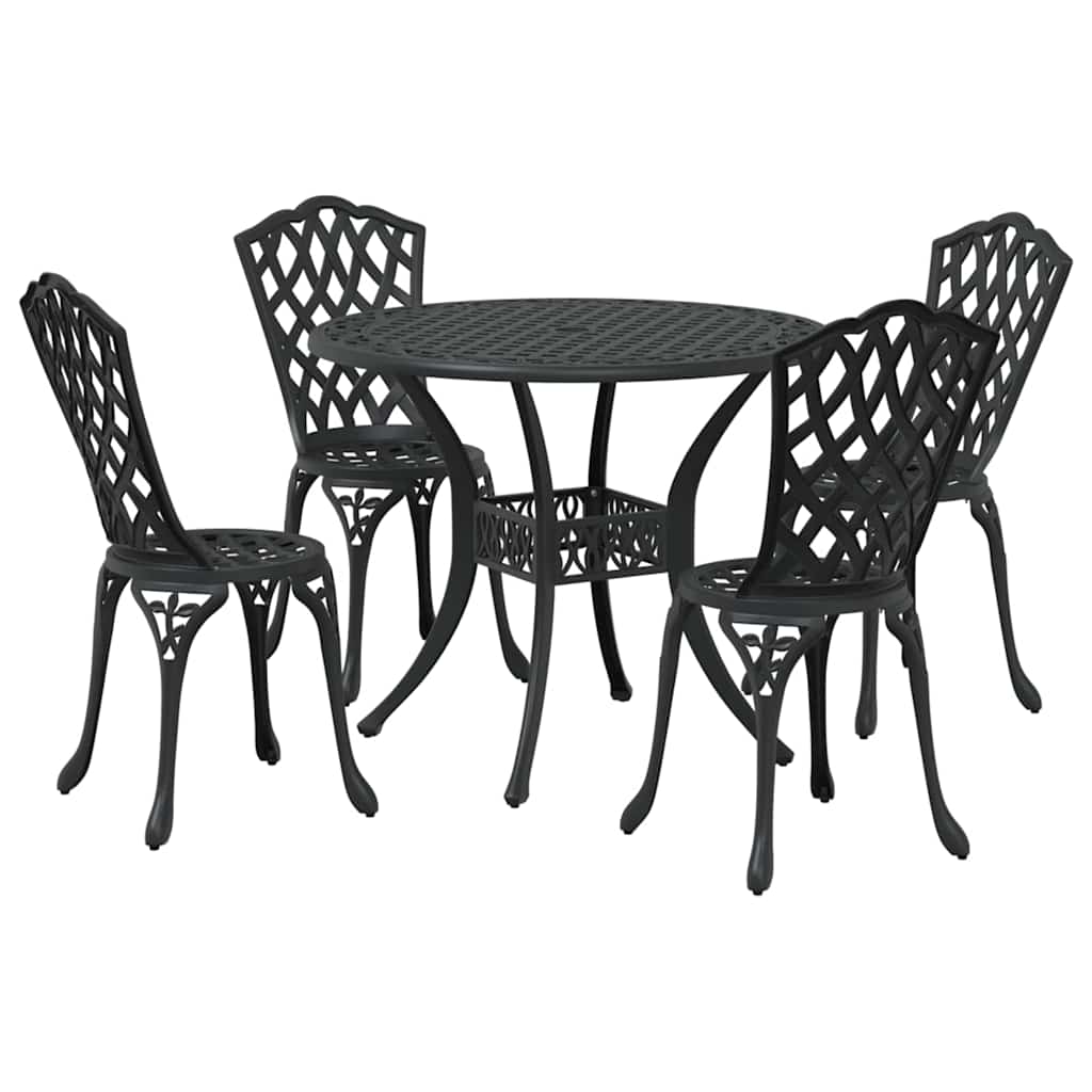 Ensemble de salle à manger pour jardin 5 pcs Noir Aluminium