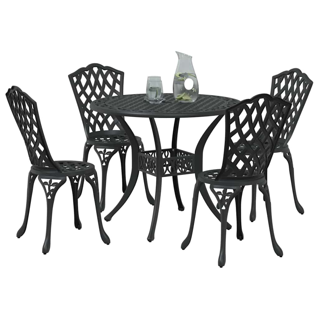 Ensemble de salle à manger pour jardin 5 pcs Noir Aluminium