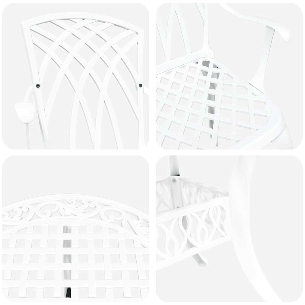 Ensemble de salle à manger pour jardin 5 pcs Blanc Aluminium