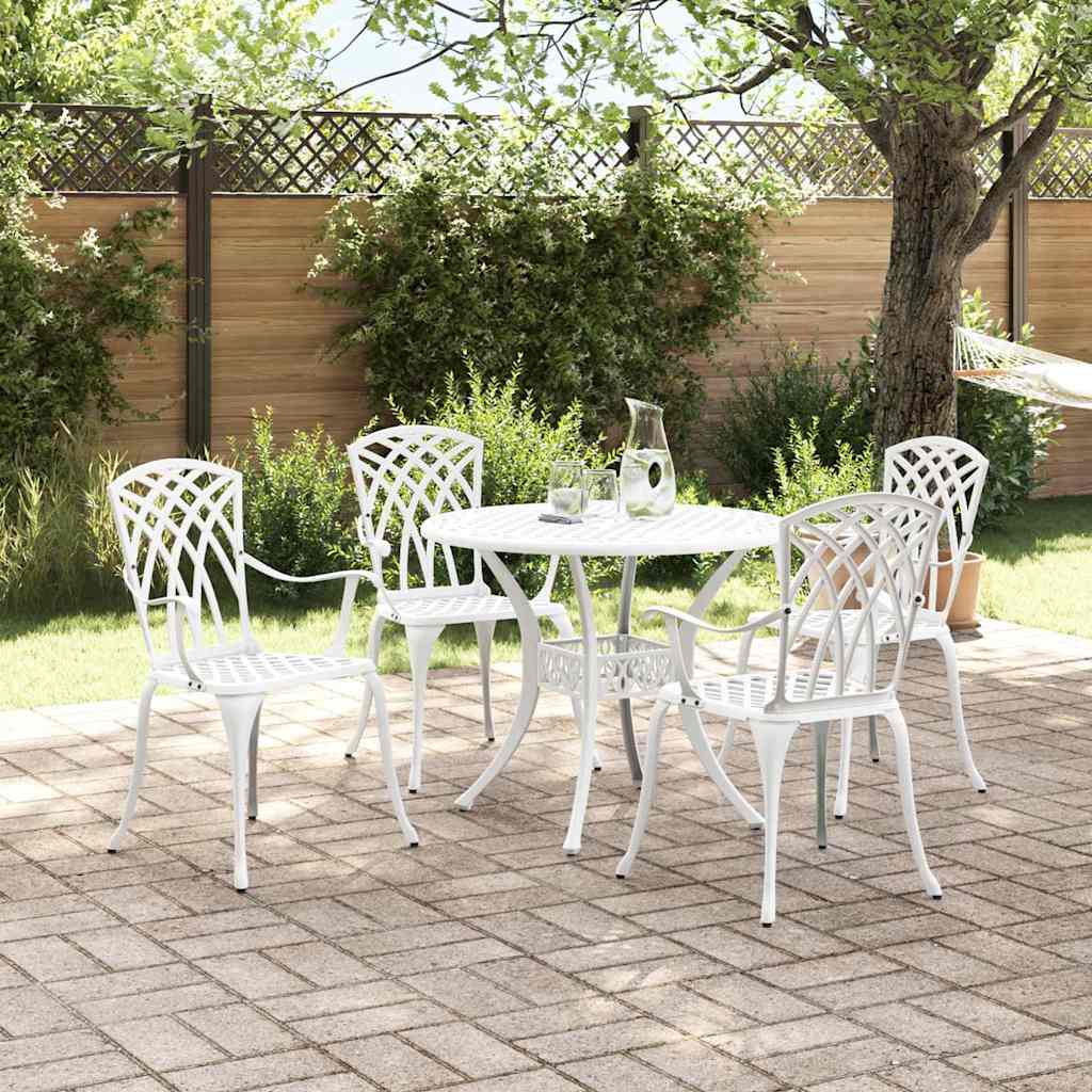 Ensemble de salle à manger pour jardin 5 pcs Blanc Aluminium