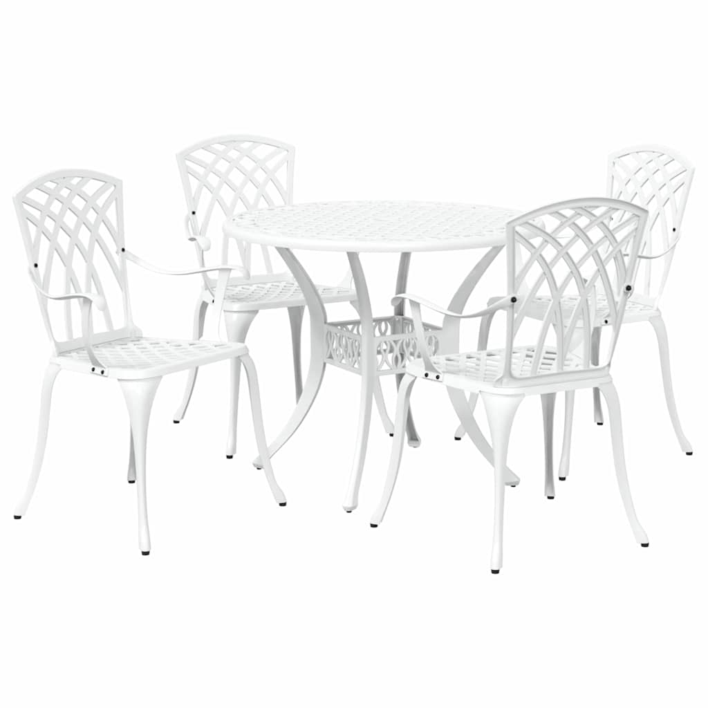 Ensemble de salle à manger pour jardin 5 pcs Blanc Aluminium