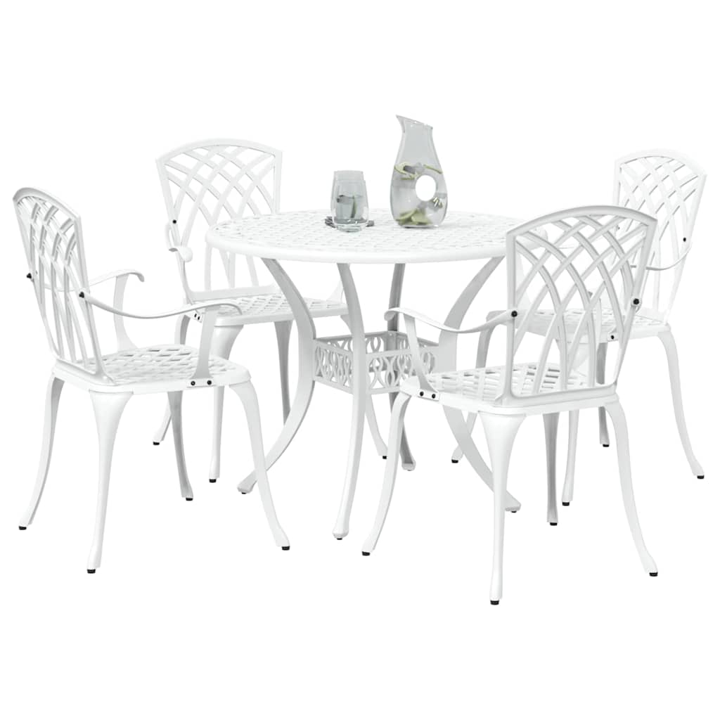 Ensemble de salle à manger pour jardin 5 pcs Blanc Aluminium